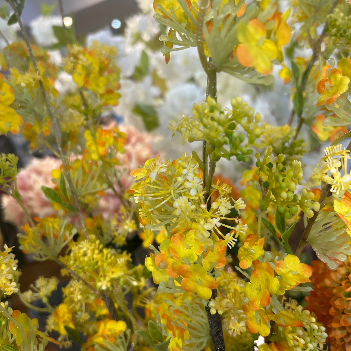 Artificial Large Yellow Blossom Spray Stem – 100cm