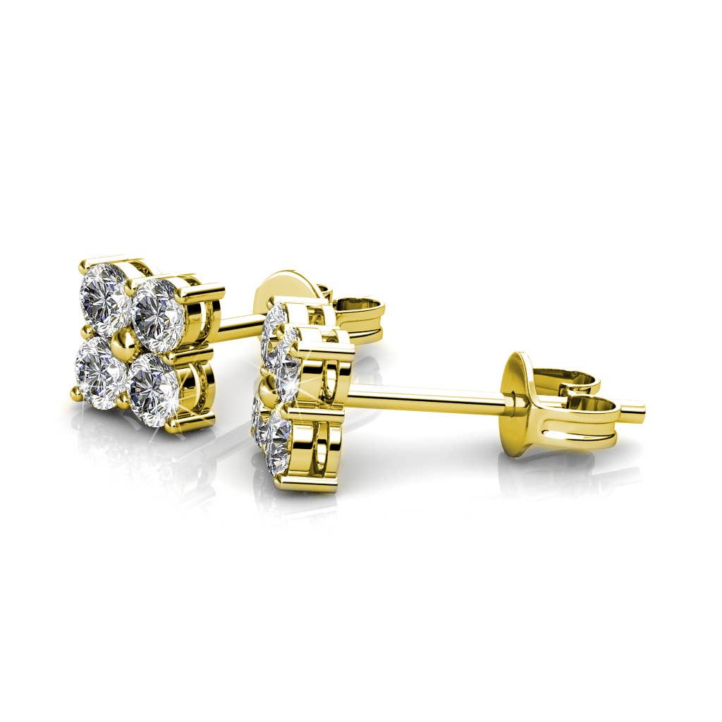 CARALI / MYC Paris - Sweet Square Earrings - Gold and Crystal