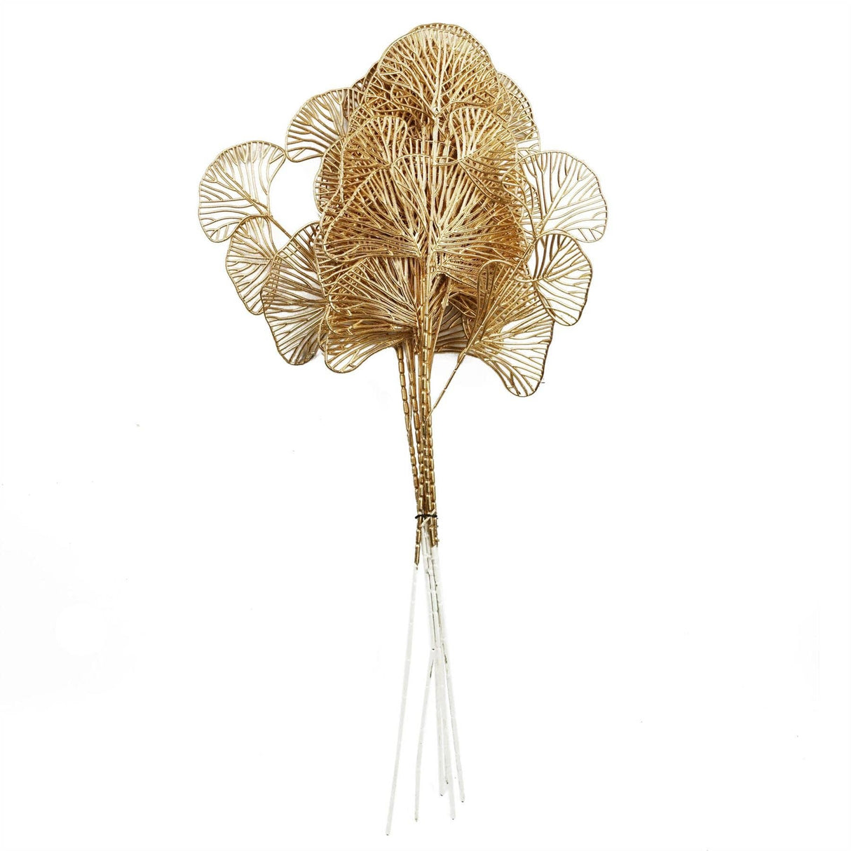 Gold Dipped Artificial Leaf Stem – 65cm Decorative Faux Foliage