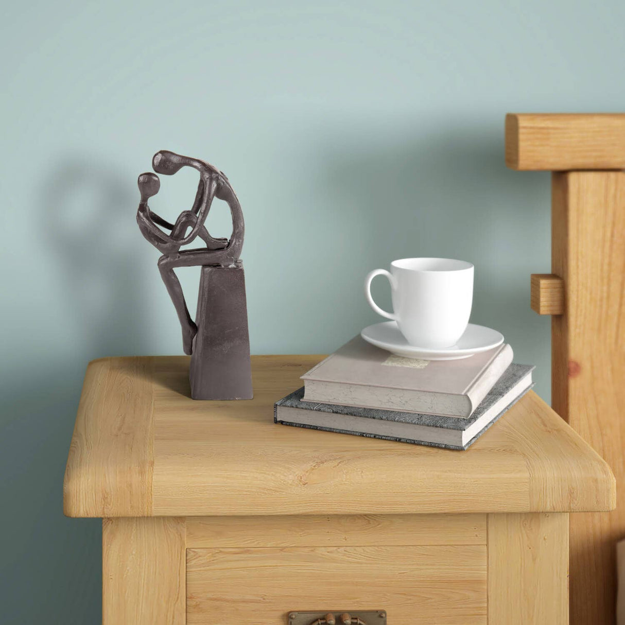 Mother and Child Tender Embrace Cast Iron Sculpture