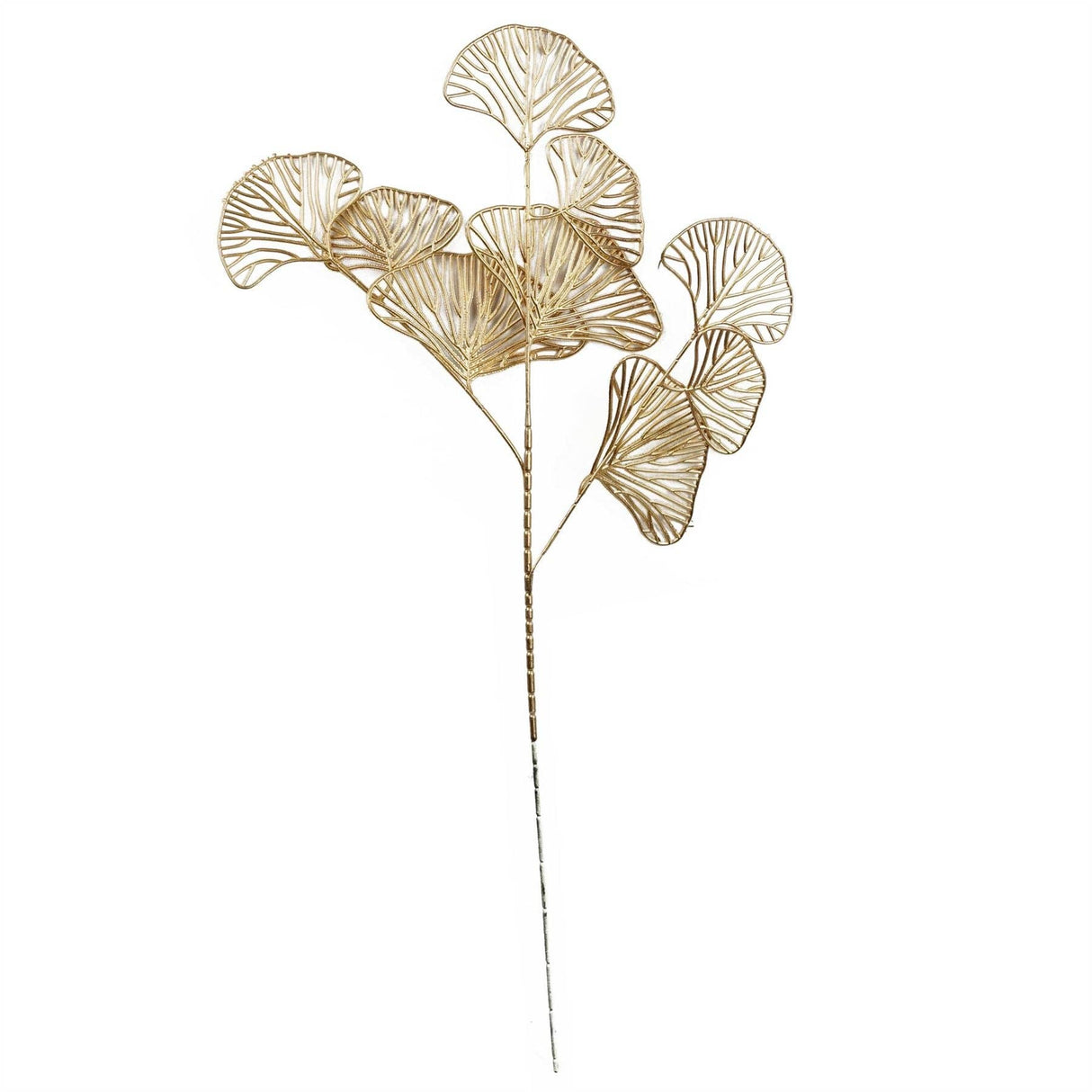 Gold Dipped Artificial Leaf Stem – 65cm Decorative Faux Foliage