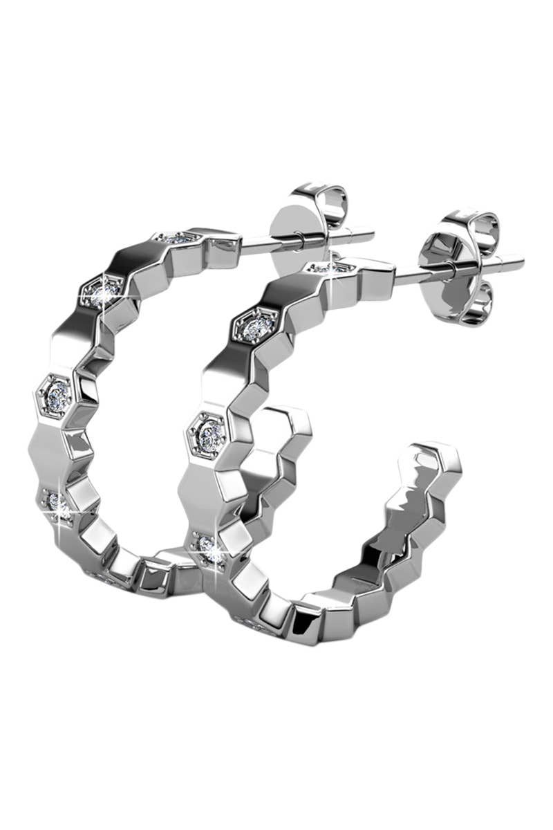 CARALI / MYC Paris - Curved Earrings - Silver and Crystal