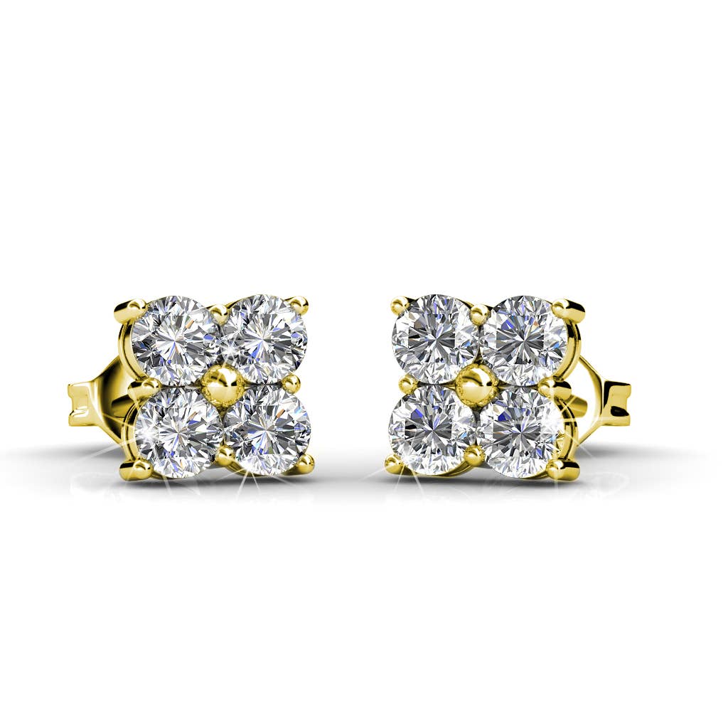 CARALI / MYC Paris - Sweet Square Earrings - Gold and Crystal