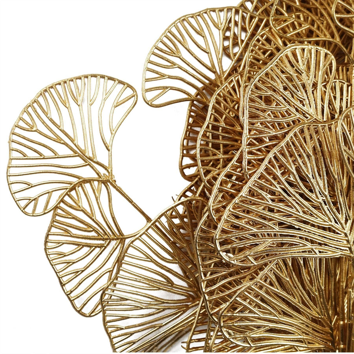 Gold Dipped Artificial Leaf Stem – 65cm Decorative Faux Foliage