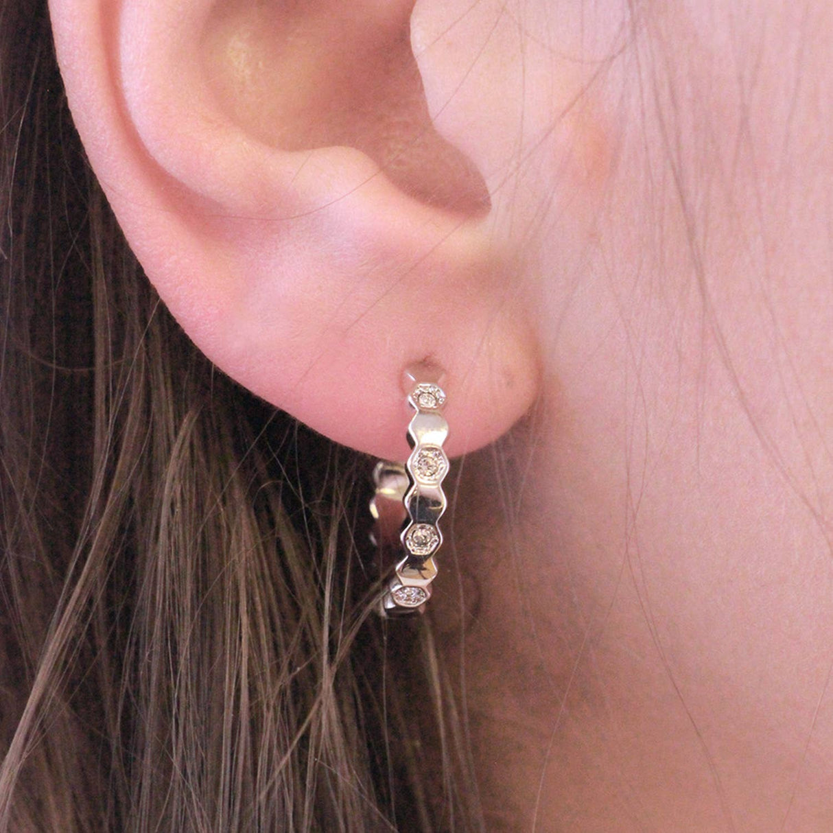 CARALI / MYC Paris - Curved Earrings - Silver and Crystal