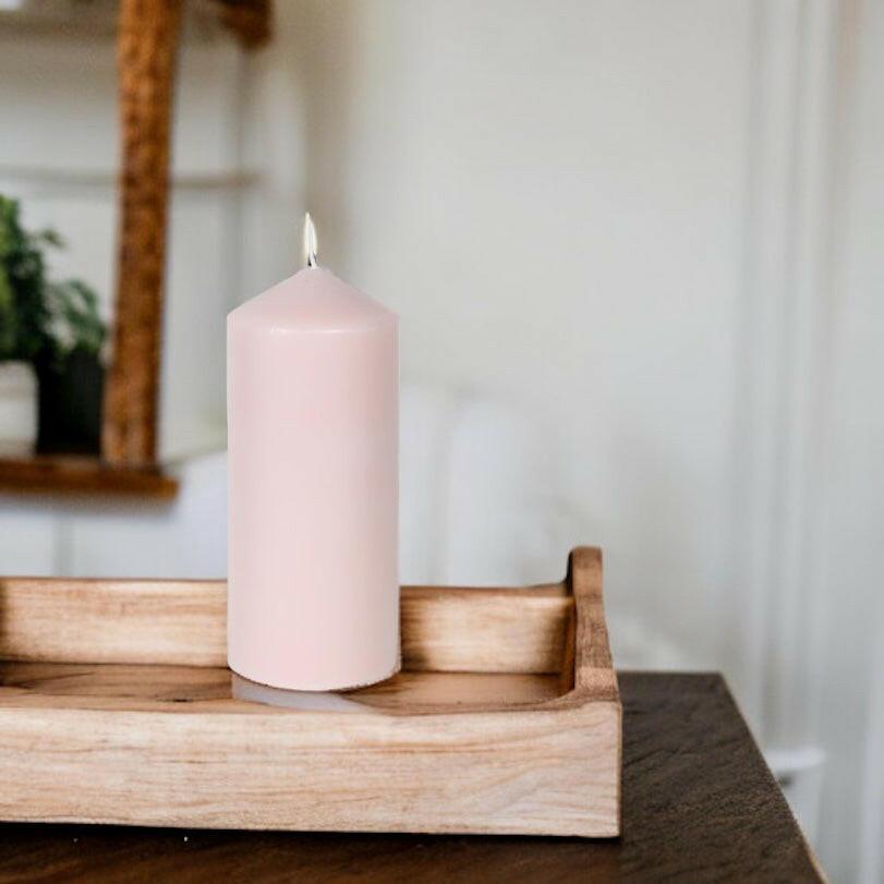 Blush Pink Pillar Candle.