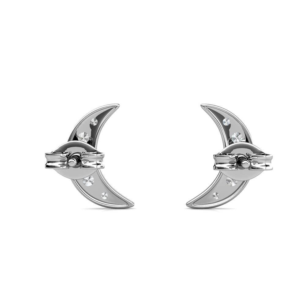CARALI / MYC Paris - Crescent Moon Earrings - Silver and Crystal