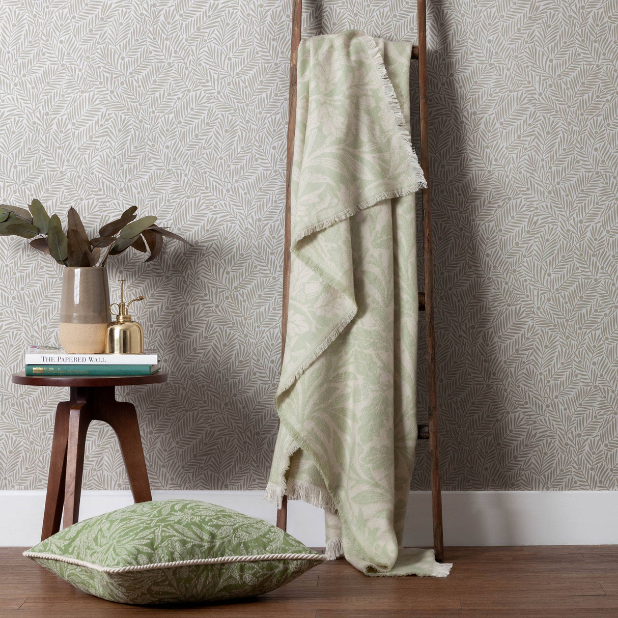 Sage Green Acorn Tonal Jacquard Throw