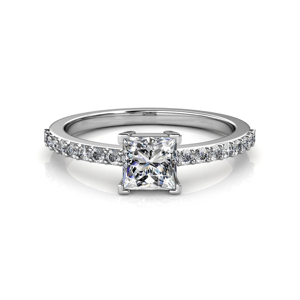 CARALI / MYC Paris - Simple Square Ring - Silver and Crystal: 52