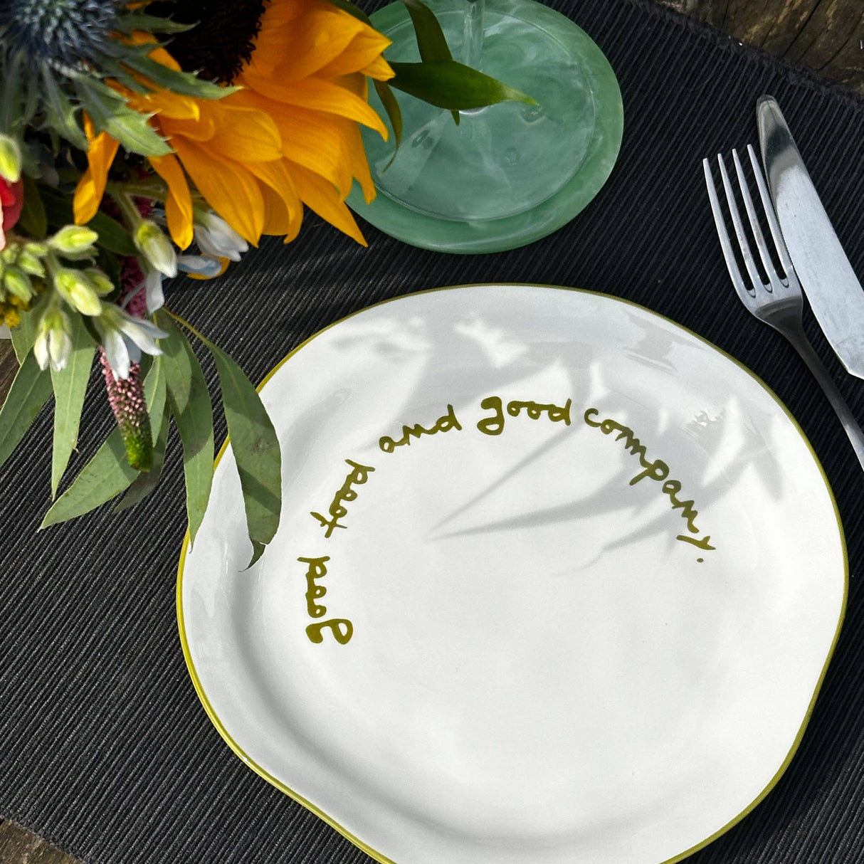 'good food and good company.' Statement Plate