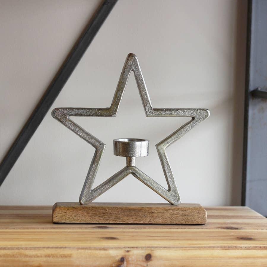 Gainsborough Giftware x Portland Living - Aluminium Star T-light Holder, 25cm