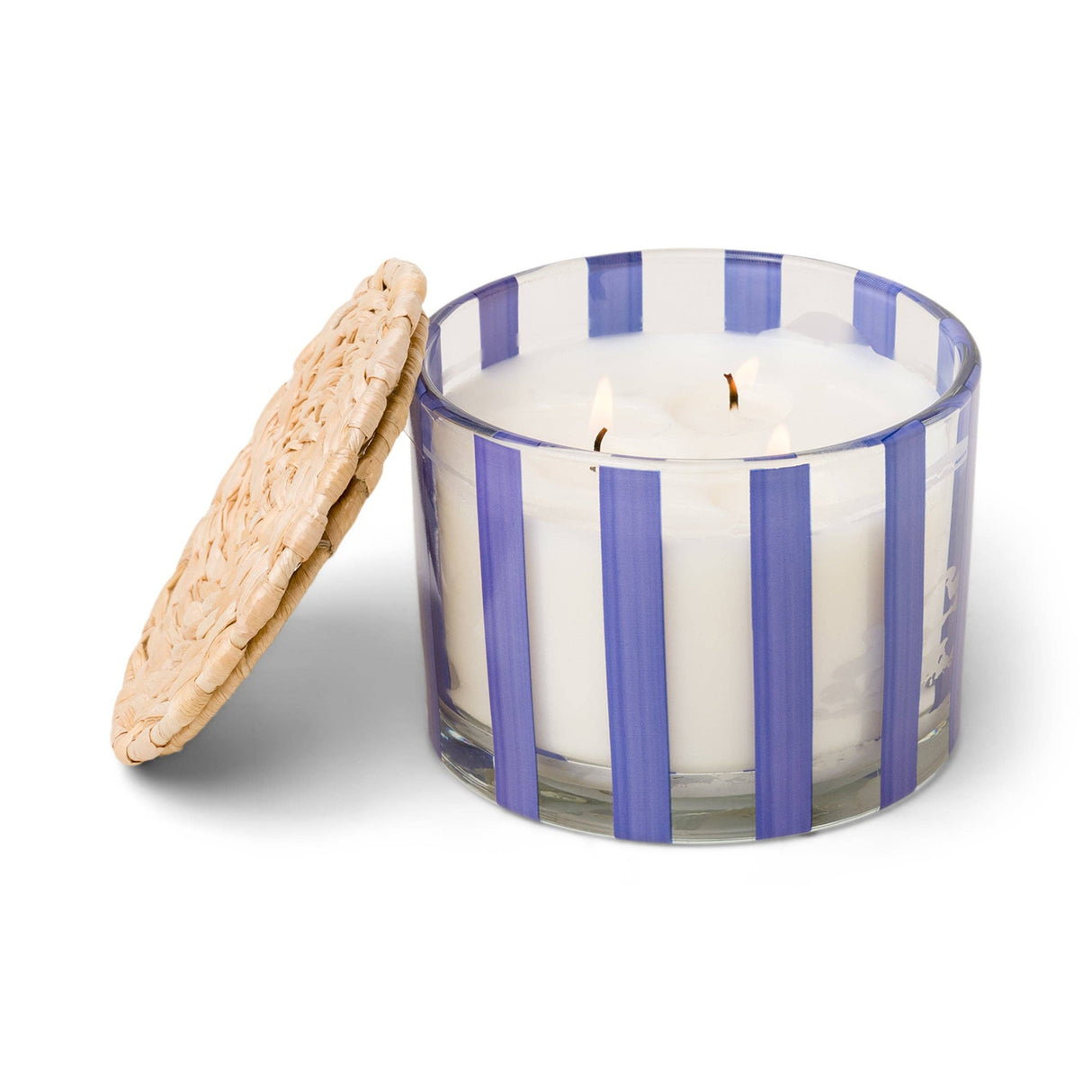Al Fresco Striped Glass Candle - Rosemary & Sea Salt