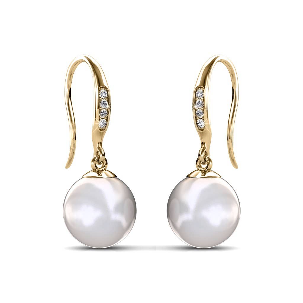 CARALI / MYC Paris - Pearl Hook Earrings - Gold and Crystal