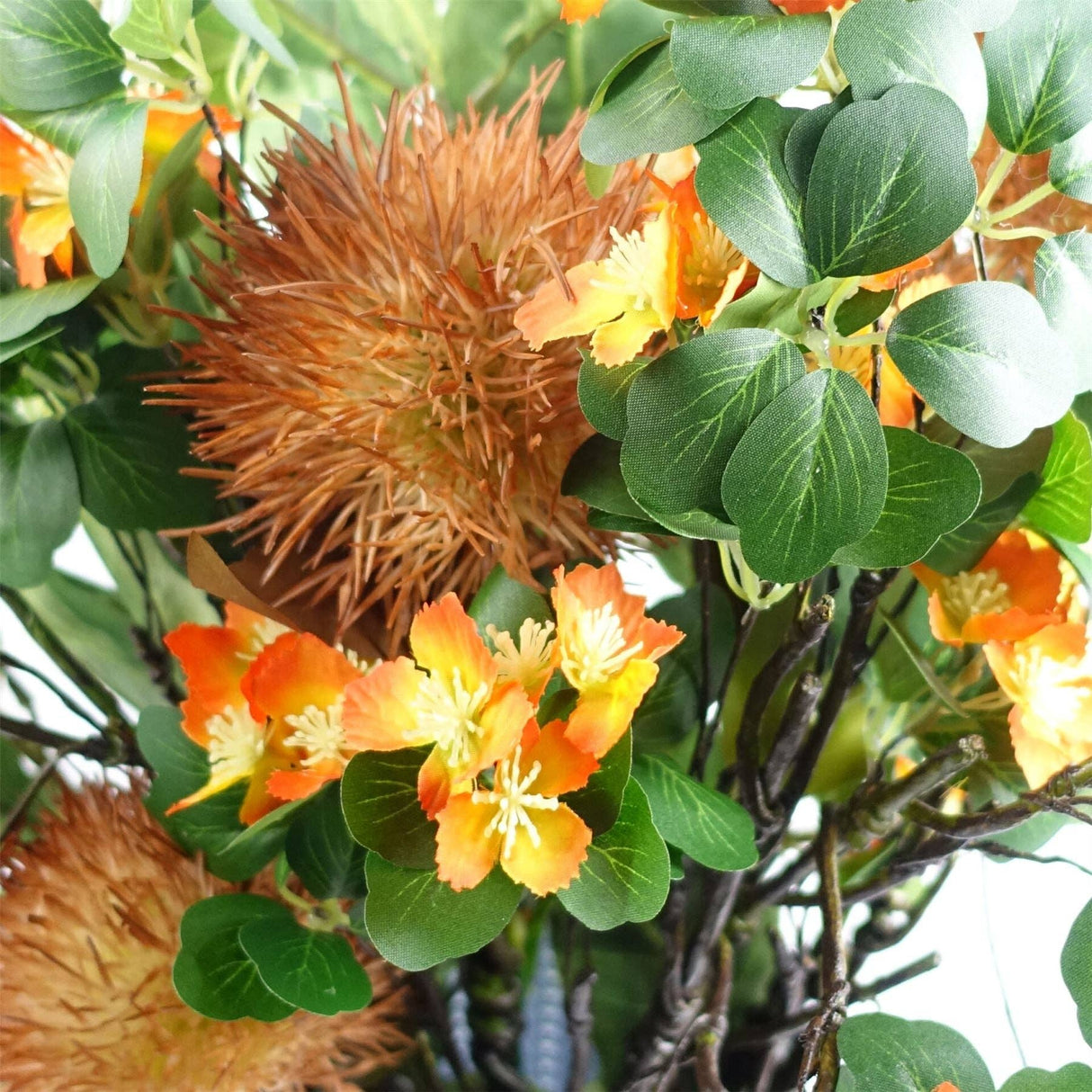 Globe Thistle Yellow Ball Artificial Flower Stem – 70cm Faux Floral