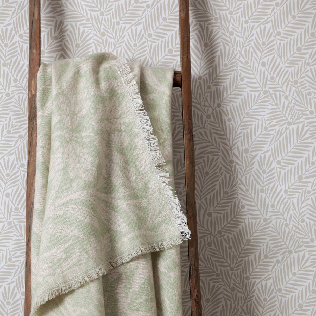 Sage Green Acorn Tonal Jacquard Throw