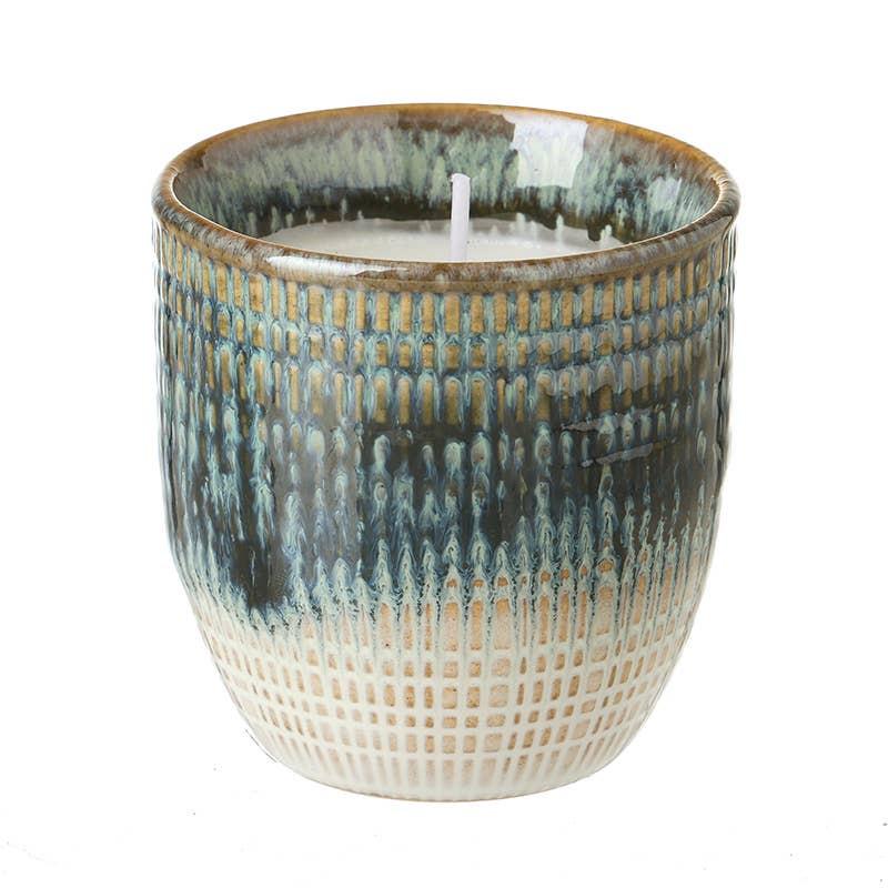 MOTTLED BLUE CERAMIC POT CANDLE