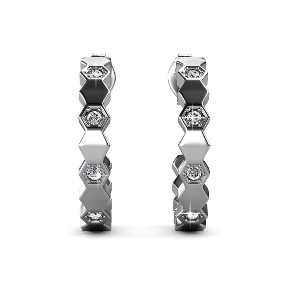 CARALI / MYC Paris - Curved Earrings - Silver and Crystal