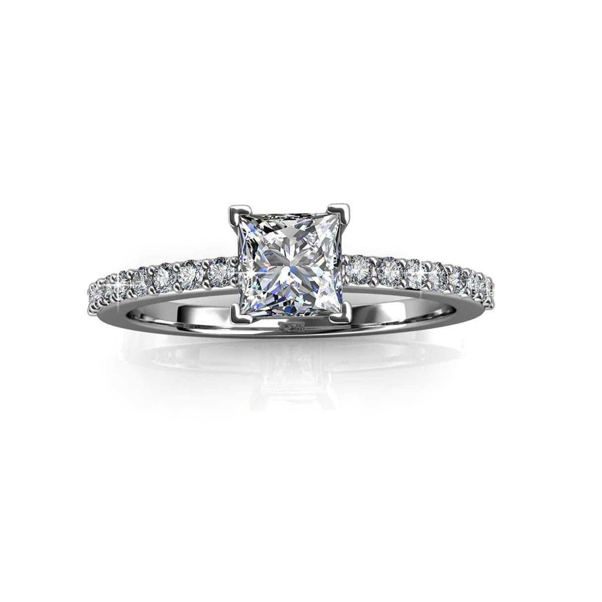 CARALI / MYC Paris - Simple Square Ring - Silver and Crystal: 52