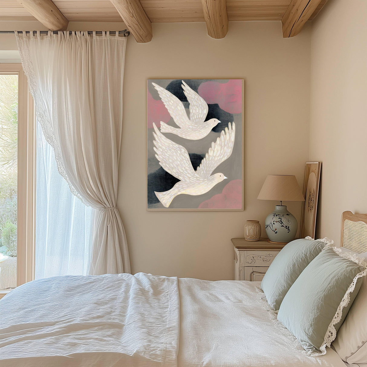 Flying Birds Abstract Art Print A3