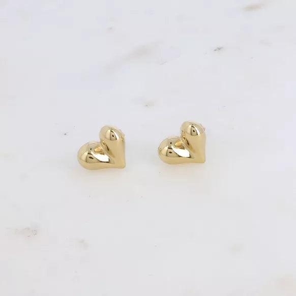 Earrings - domed heart in stainless steel.