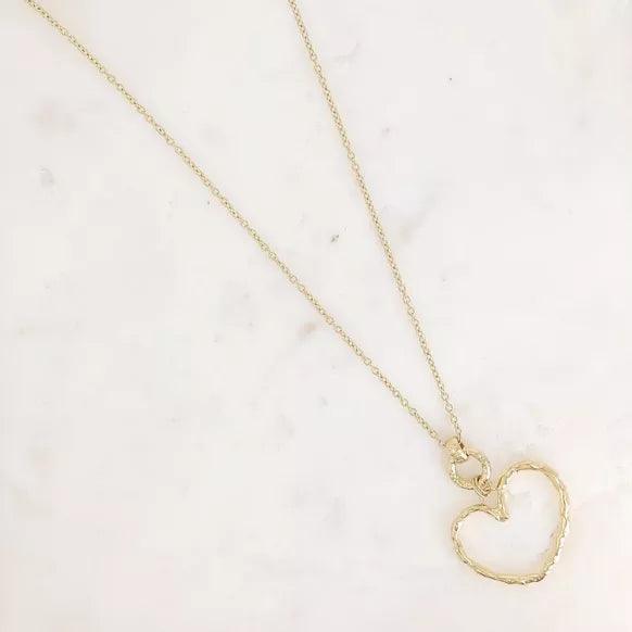 Athenia necklace - openwork and textured heart pendant.