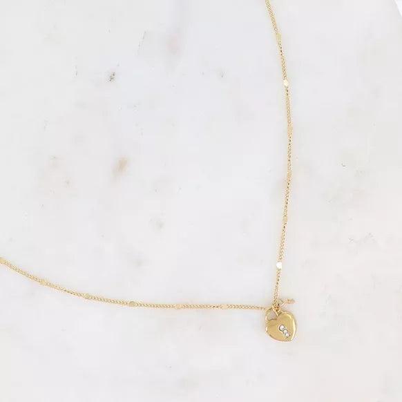 Necklace - key and heart padlock, zirconium.