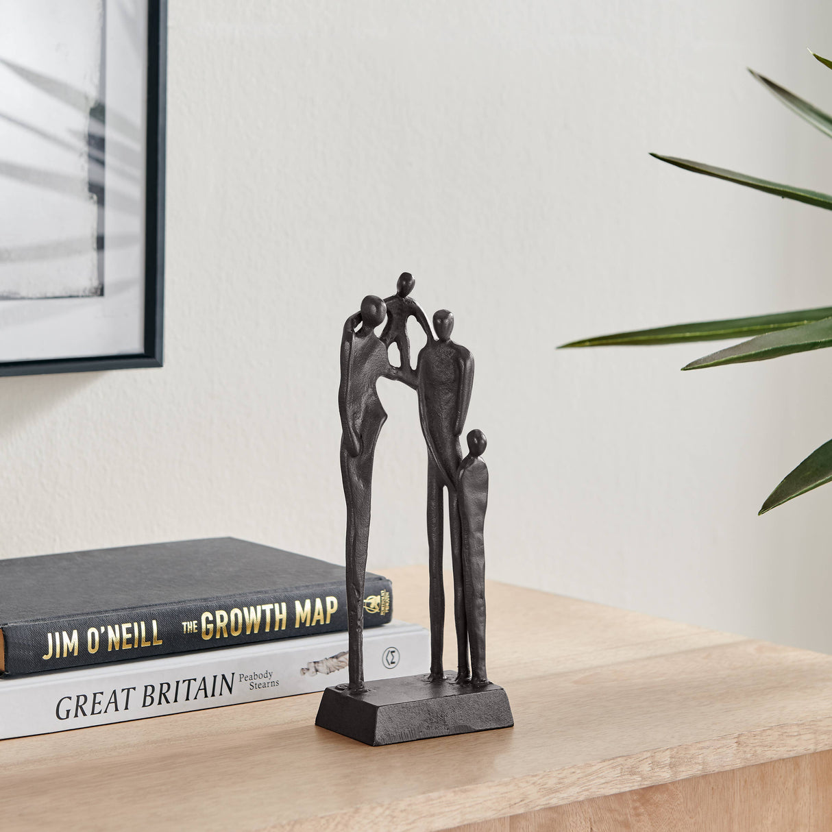 Brown Cast Iron Abstract Family of Four Together Sculpture