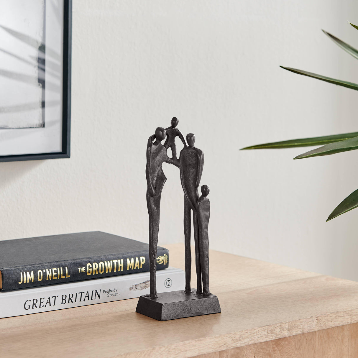 Brown Cast Iron Abstract Family of Four Together Sculpture