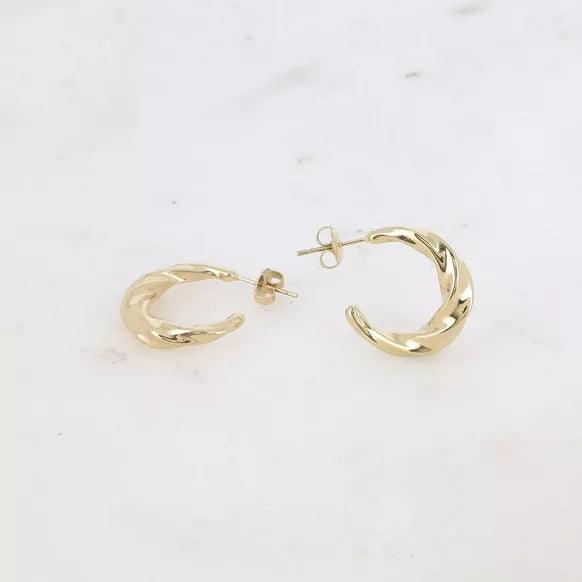 Steel Earrings - Twisted Ring.