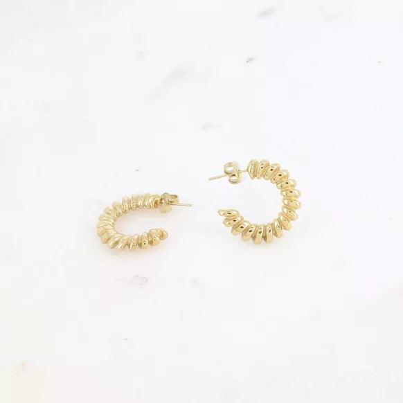 Steel Earrings - twisted style ring.