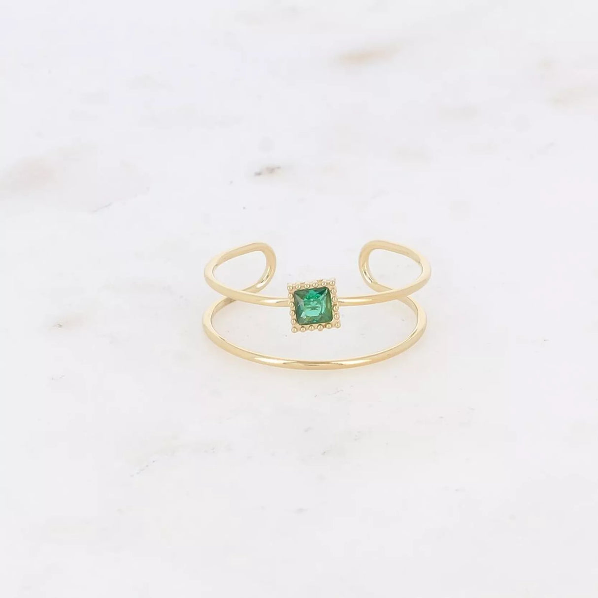 Green Square Crystal Ring
