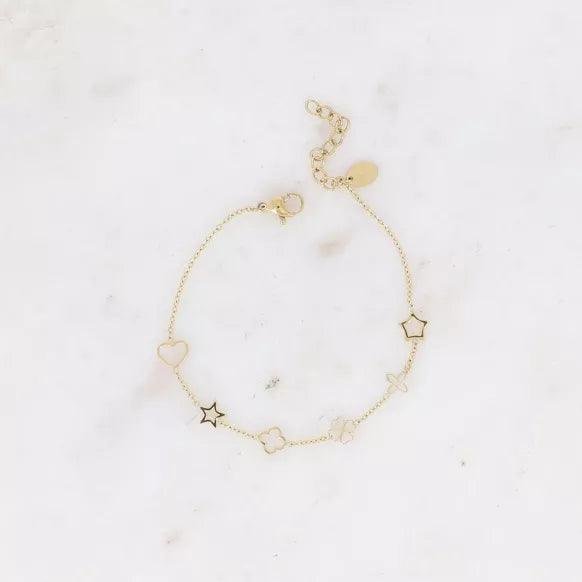 Bracelet - stars, crosses, clovers and heart.