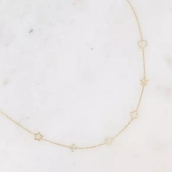 Necklace - stars, crosses, clovers and heart.