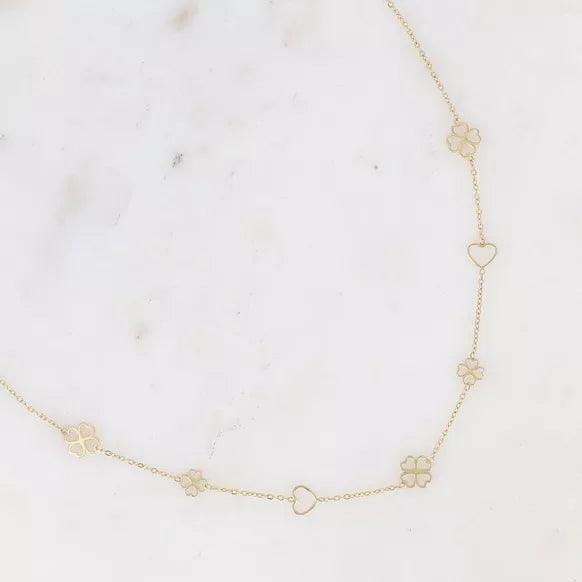 Necklace - openwork clovers and hearts.