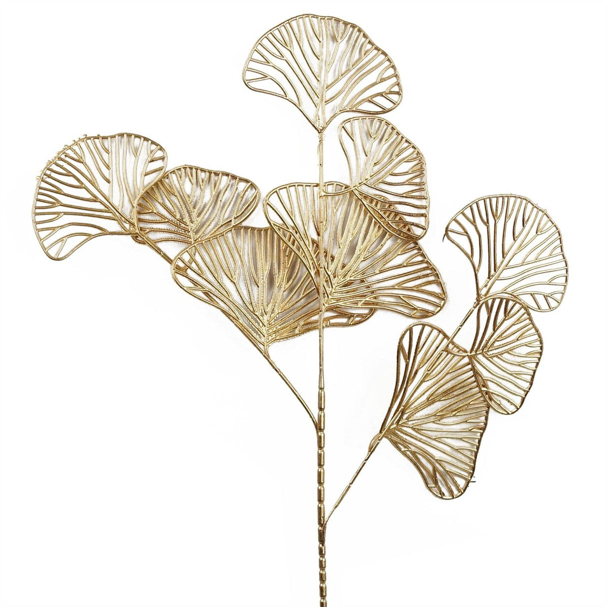 Gold Dipped Artificial Leaf Stem – 65cm Decorative Faux Foliage