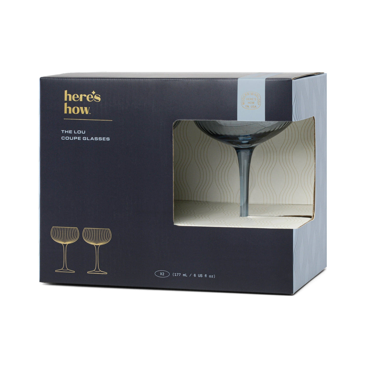 Here's How "The Lou" Coupe Glass - Set of 2 Blue