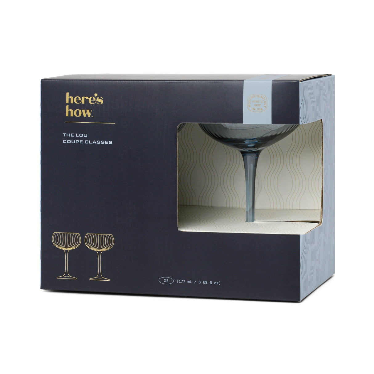 Here's How "The Lou" Coupe Glass - Set of 2 Blue