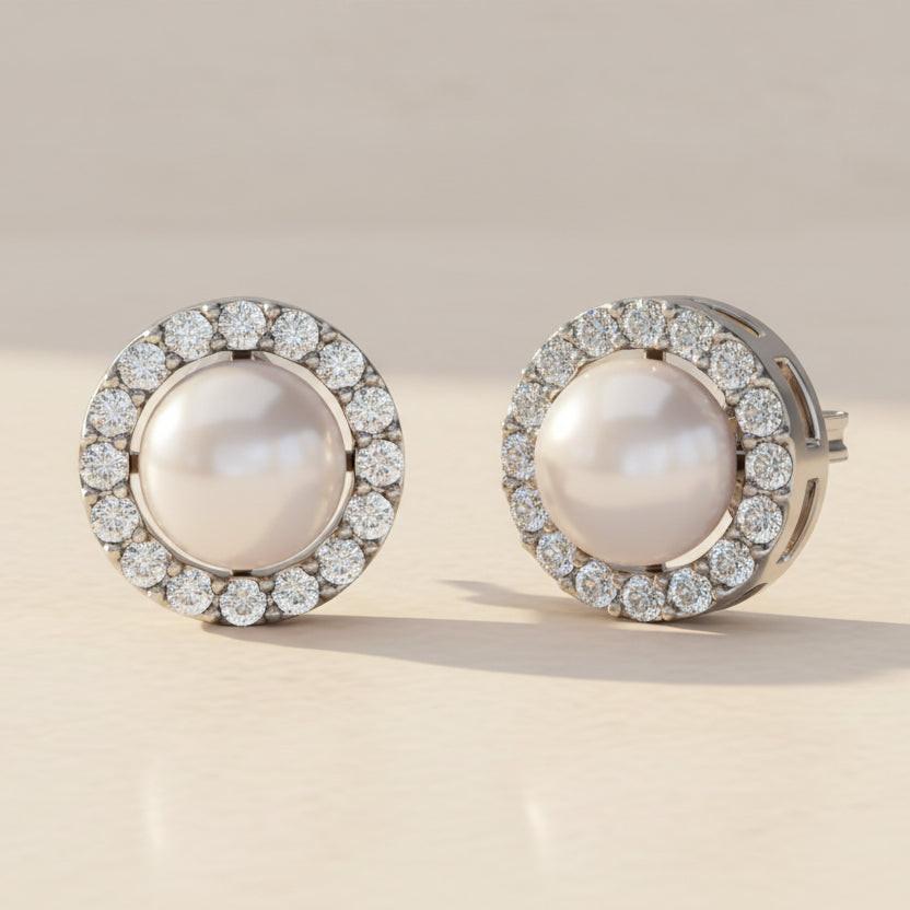 CARALI / MYC Paris - Circlet Pearl Earrings - Silver and Crystal