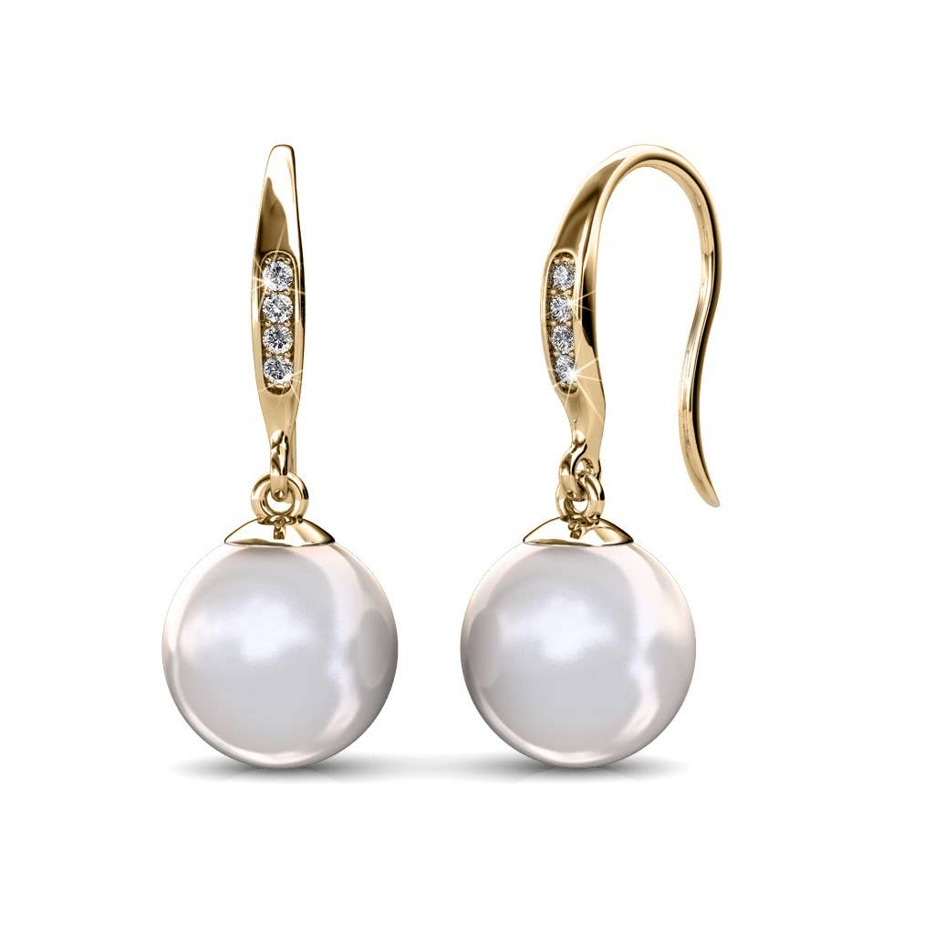 CARALI / MYC Paris - Pearl Hook Earrings - Gold and Crystal
