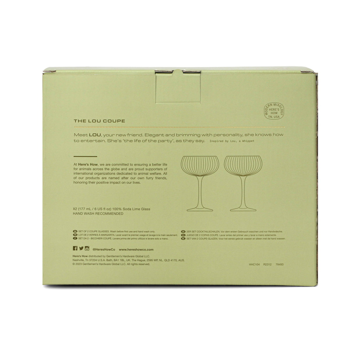 Here's How The Lou Coupe Glass - Set of 2 Olive