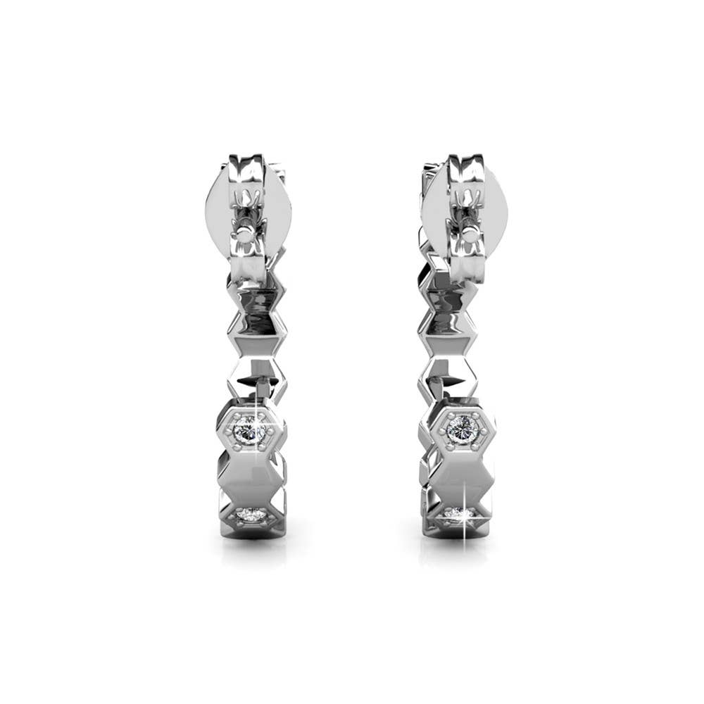 CARALI / MYC Paris - Curved Earrings - Silver and Crystal