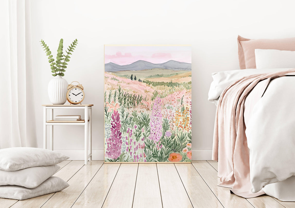 Wild Meadow Pastel Flower Art Print A3
