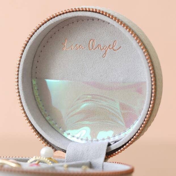 Lisa Angel - Grey Round Pu Travel Jewellery Case