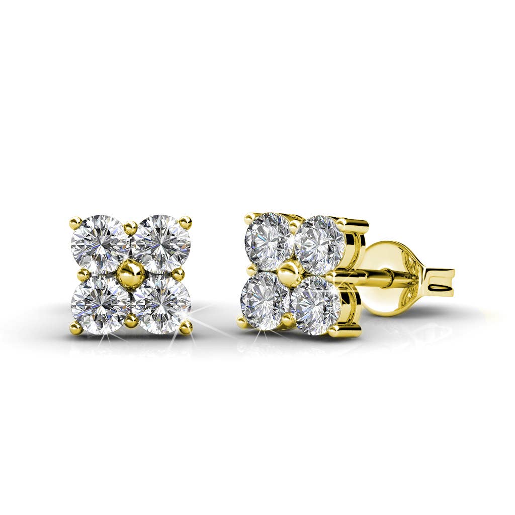 CARALI / MYC Paris - Sweet Square Earrings - Gold and Crystal