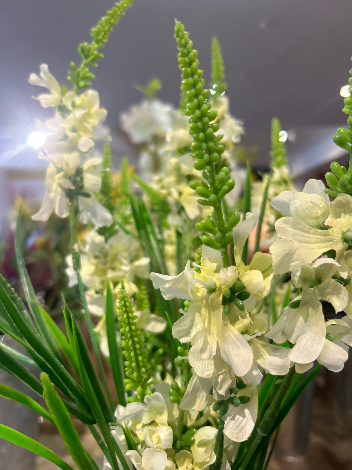 80cm White Larkspur Artificial Stem