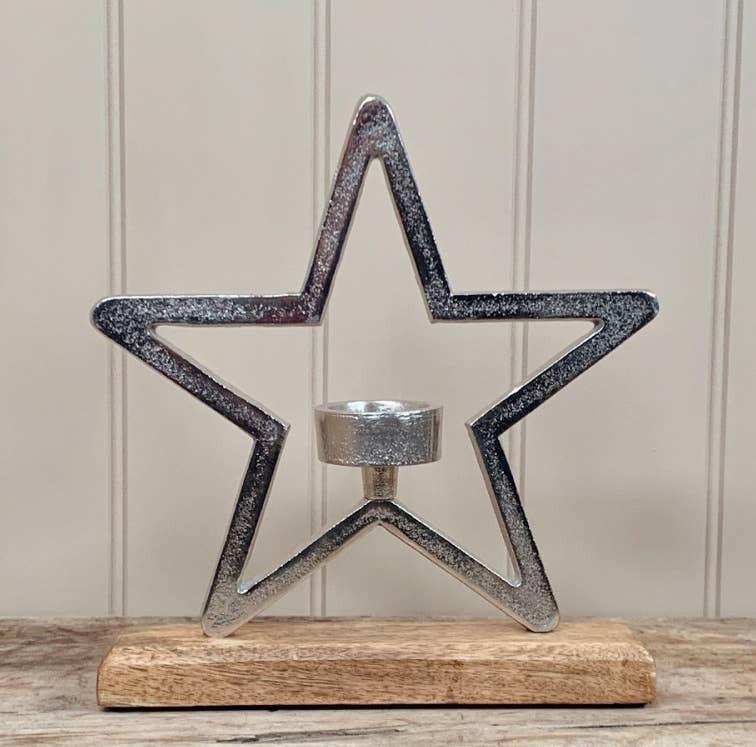 Gainsborough Giftware x Portland Living - Aluminium Star T-light Holder, 25cm