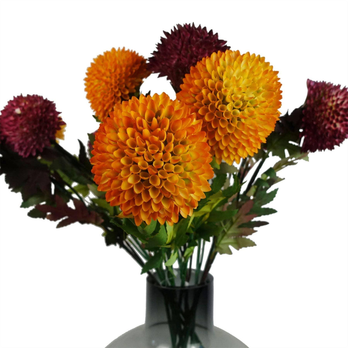 Large Ball Dahlia Artificial Flower Stem Yellow