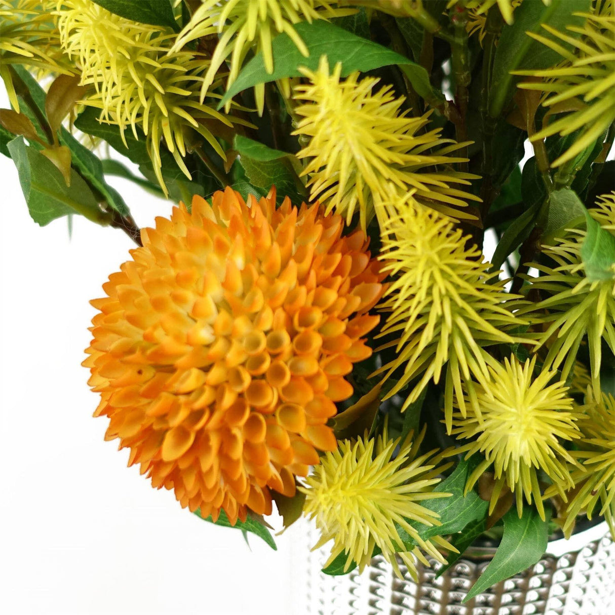 Large Ball Dahlia Artificial Flower Stem Yellow