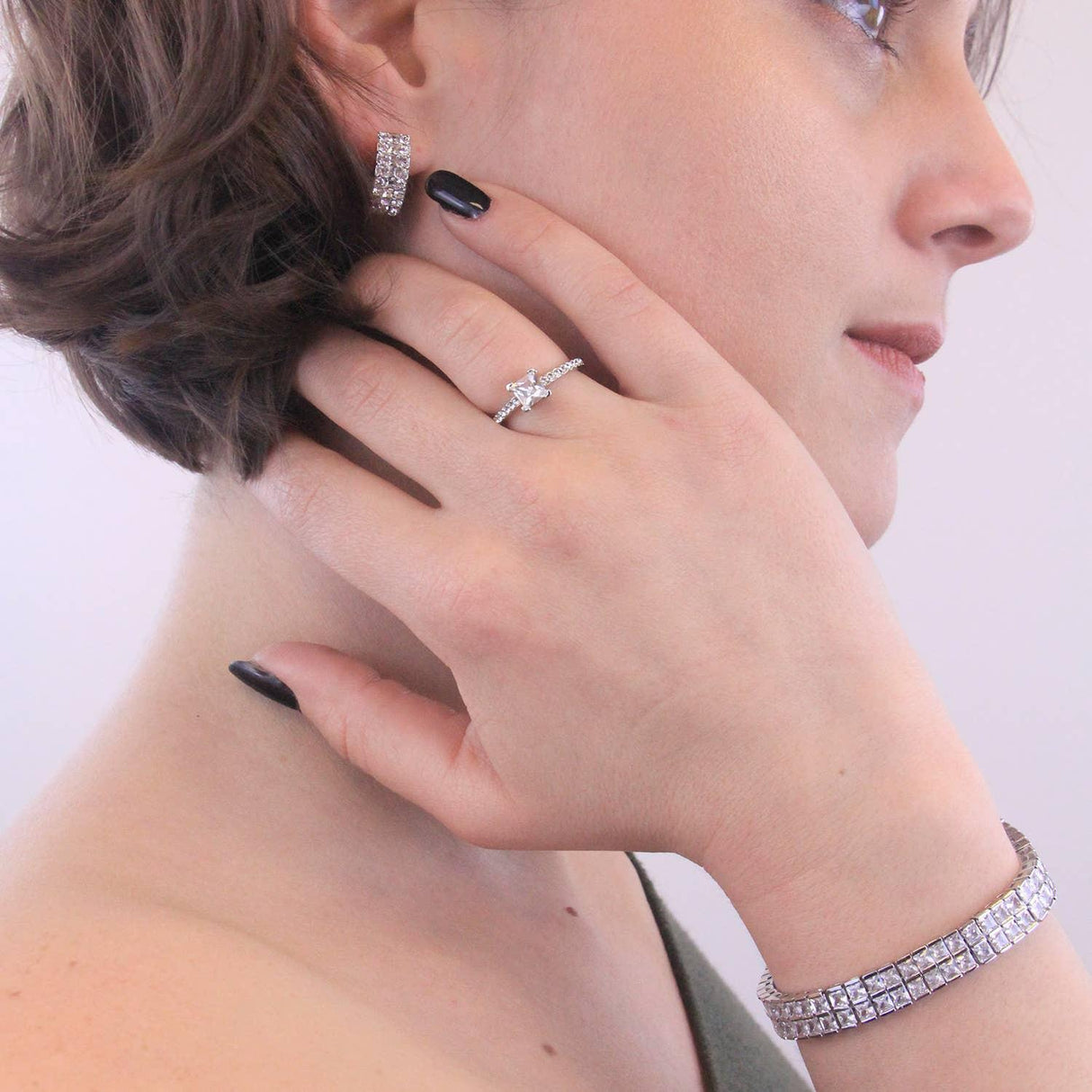 CARALI / MYC Paris - Simple Square Ring - Silver and Crystal: 52