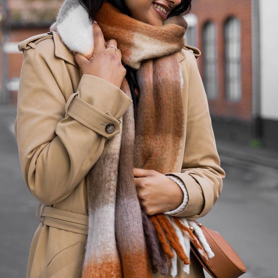 Lisa Angel - Brown Check Winter Scarf